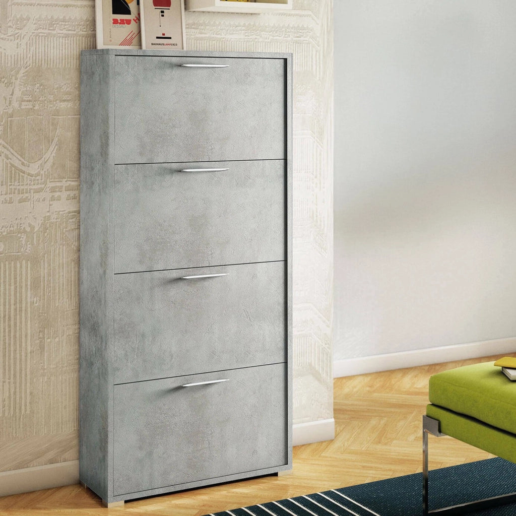 Mobile Portascarpe Adeindein, Scarpiera 24 Paia Made in Italy, 67x28x147h cm Grigio Cemento