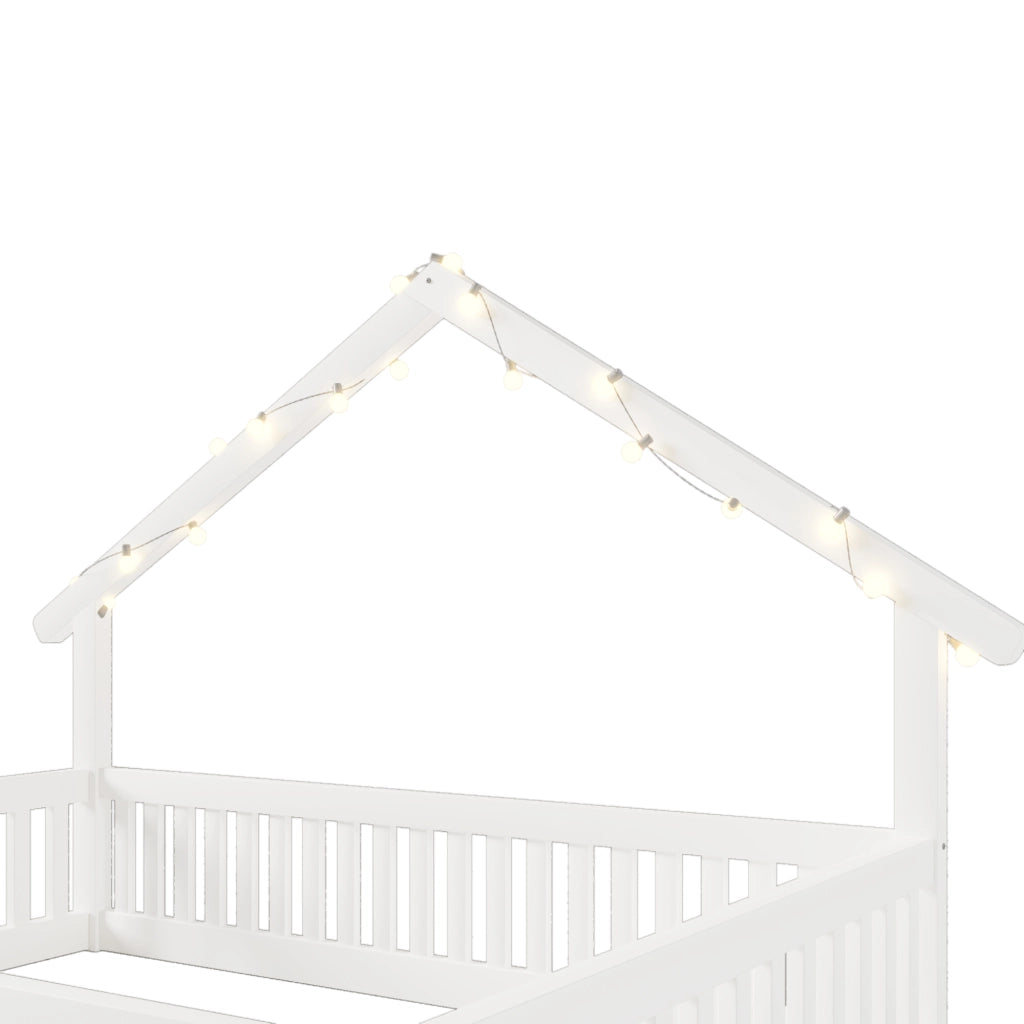 LETTO a casetta 90x200 cm in legno bianco con luci LED