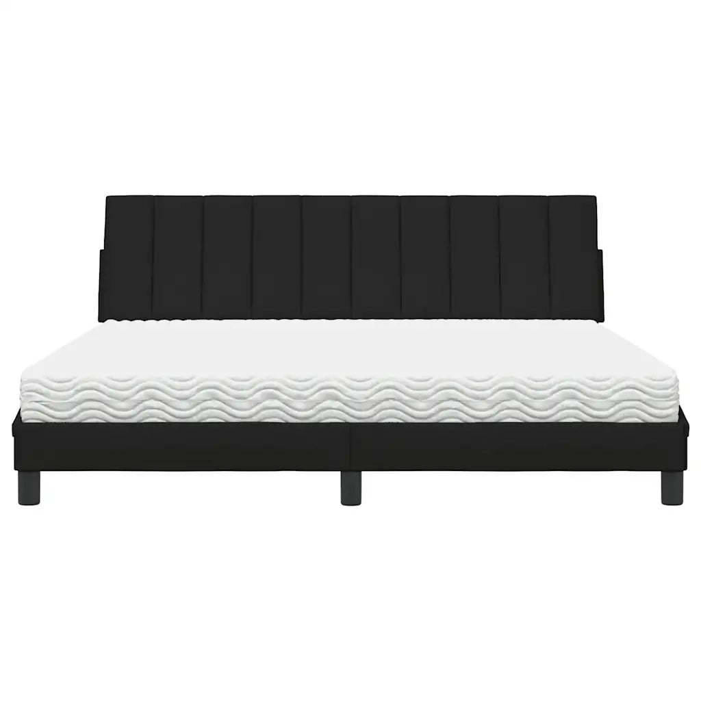 Letto con Materasso Nero 180x200 cm in Tessuto