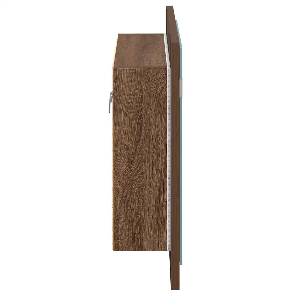 Mobile Specchio LED Rovere Marrone 60x12x45cm Legno Multistrato 822843