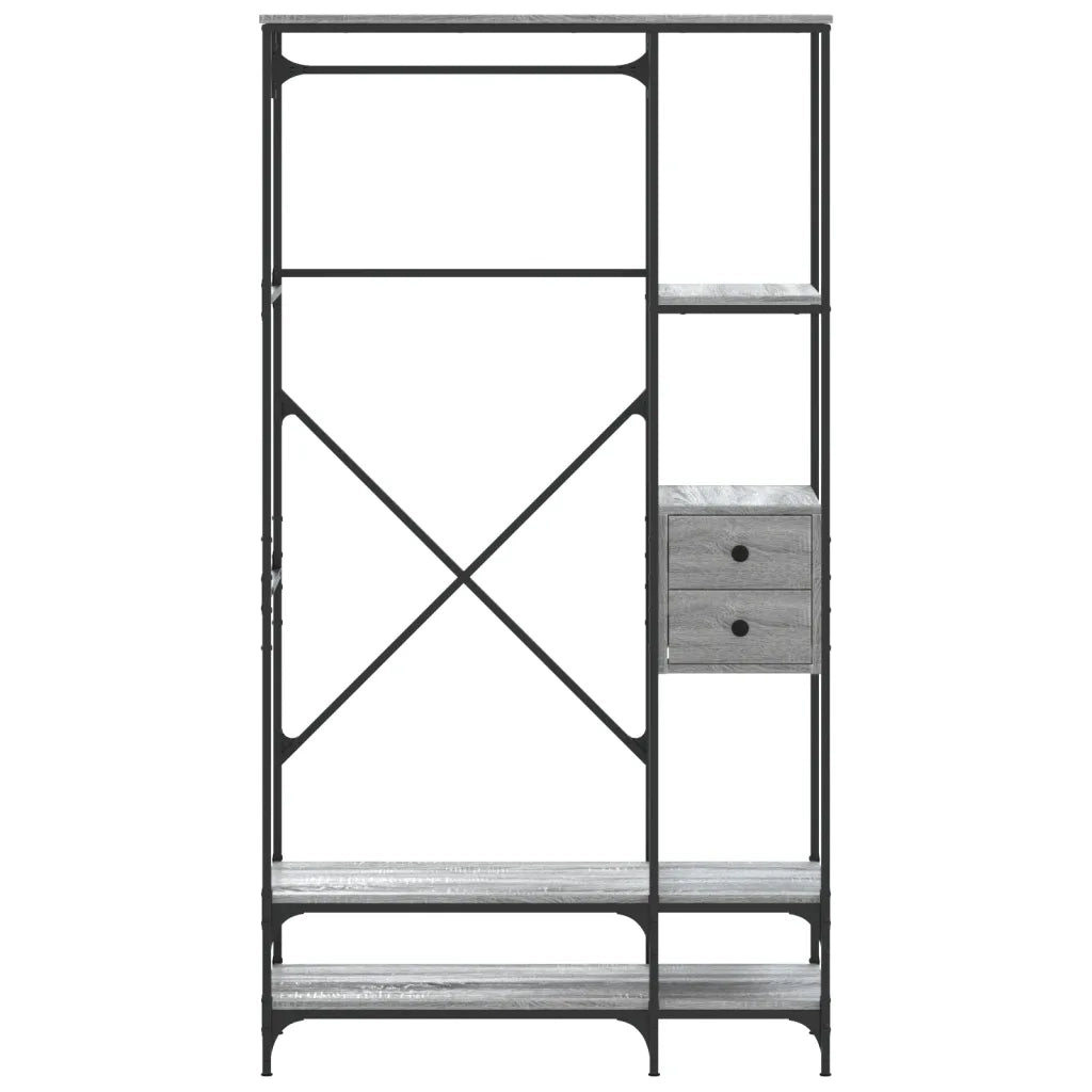Appendiabiti con Scaffali Grigio Sonoma in Legno Multistrato