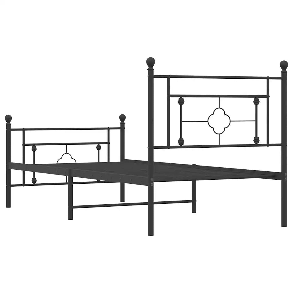 Giroletto con Testiera e Pediera Metallo Nero 100x200 cm