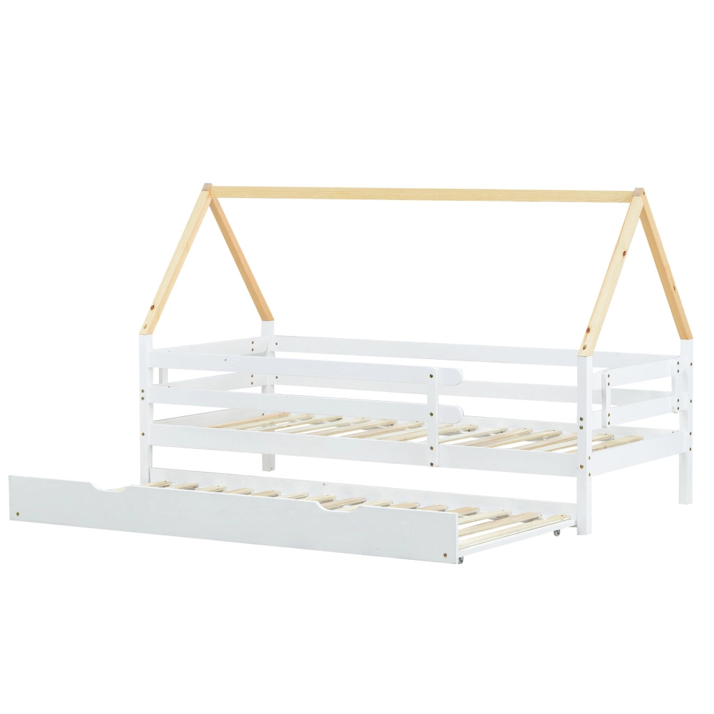 Letto Bambini a Soppalco con Struttura Estraibile ¨C MINIMAL ¨C Legno Massello Bianco 90x200