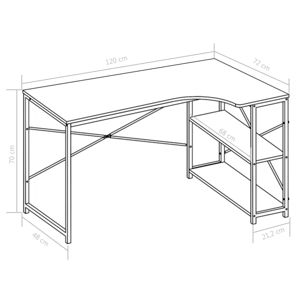 Scrivania per Computer Nera e Rovere 120x72x70 cm 20264