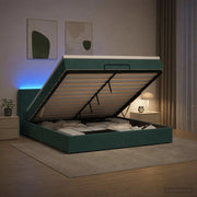 Letto Ottomano con Materasso e LED Verde Scuro 180 x 200 cm 3457230