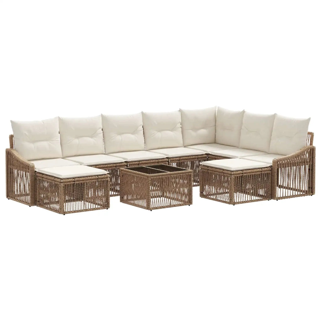 Set Divano da Giardino 10 pcs Beige polyrattan 3436197