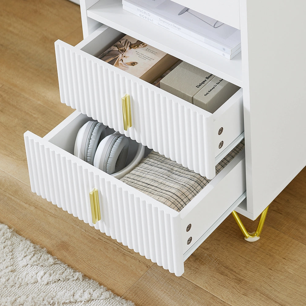 SoBuy Comodino, Comodino con 3 cassetti e ripiano, Tavolino moderno per camera da letto e soggiorno, Bianco L40 x P40 x A63 cm FBT168-W