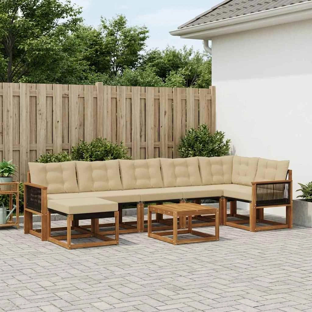 Set di divani da esterno 8 pz Naturale e Beige 3382113