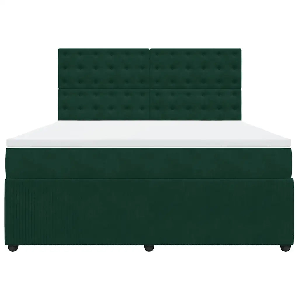 Giroletto a Molle con Materasso Verde Scuro 180x200 cm Velluto