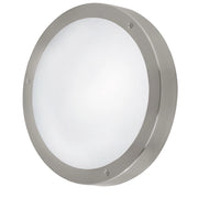 Plafoniera Esterno Moderno Vento 1 Acciaio Argento Vetro Bianco Led