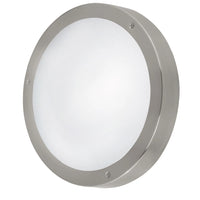 Plafoniera Esterno Moderno Vento 1 Acciaio Argento Vetro Bianco Led