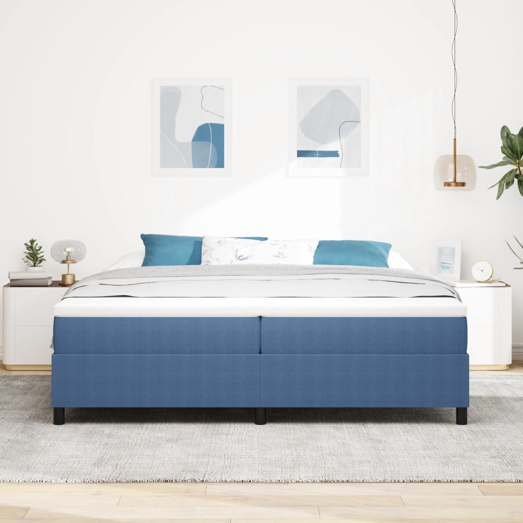 Letto Box Spring Blu 200x200 cm Tessuto a Cordonetto