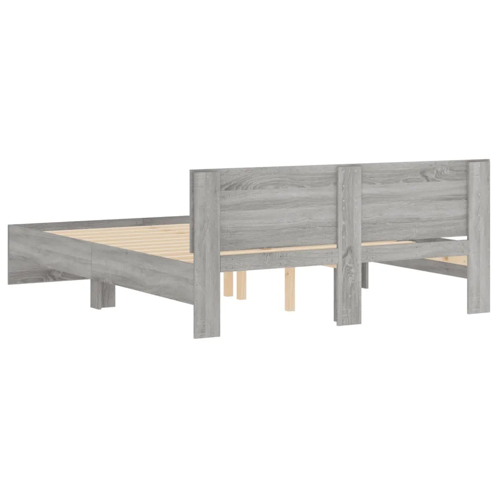 Giroletto con Testiera-Struttura Letto con testiera Grigio Sonoma 140x190 cm