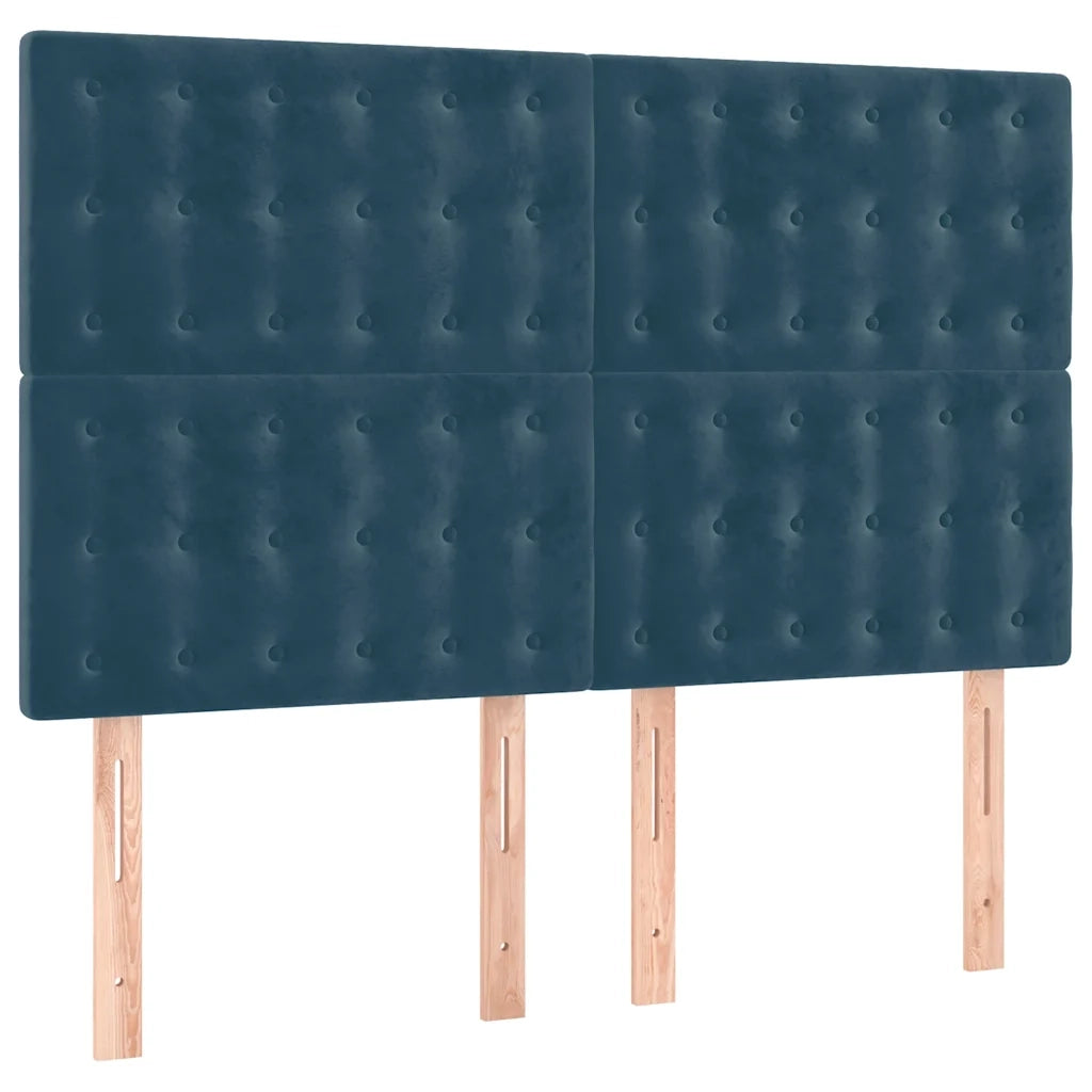 Giroletto a Molle con Materasso Blu Scuro 140x200 cm in Velluto 3132925