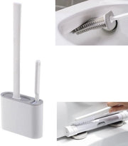Spazzola per il water - Silicone - Stante e Appeso - Con Pedana - Lunga Spazzola a Manubrio - Bagno Casa - Articolo di Pulizia Bianco