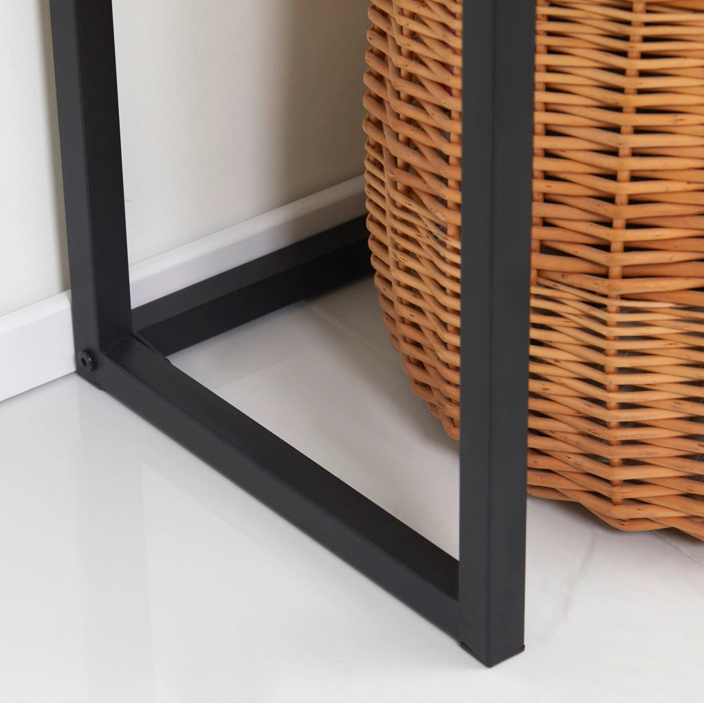 Consolle 80x30x76 cm con cassetto e ampio spazio contenitivo in legno truciolare e metallo naturale