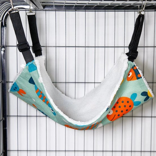 Hangmat per Gatti Reclinabile con Funzione di Rilascio dell'Anidride Carbonica per Box per Animali domestici con Cinture Regolabili e Grucce Metalliche Piastra di Sostegno per Gatti Piccoli Cani Conigli (Dimensione M: 38cm*48cm)