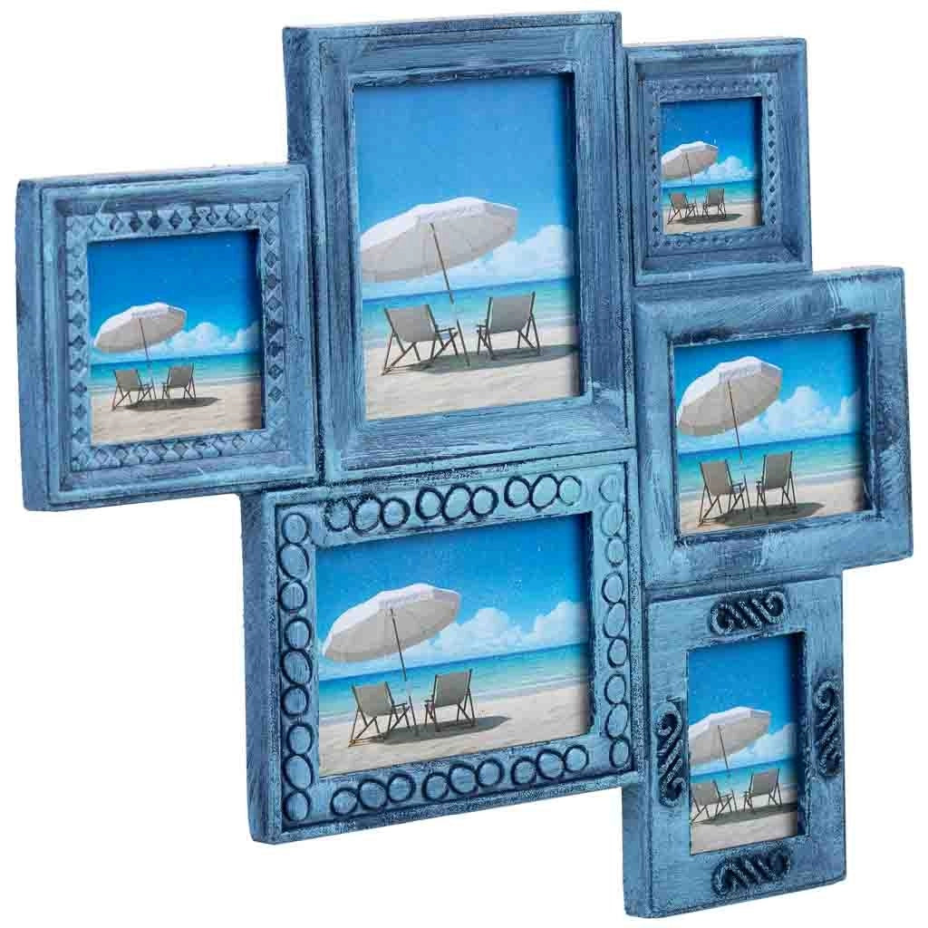 Cornice portafoto in legno blu, 27x1,5x24h cm