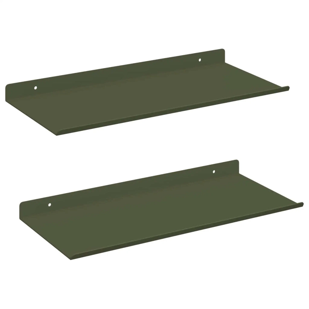 Mensola sospesa 2 pcs Verde oliva 40 x 18 x 2,5 cm Acciaio