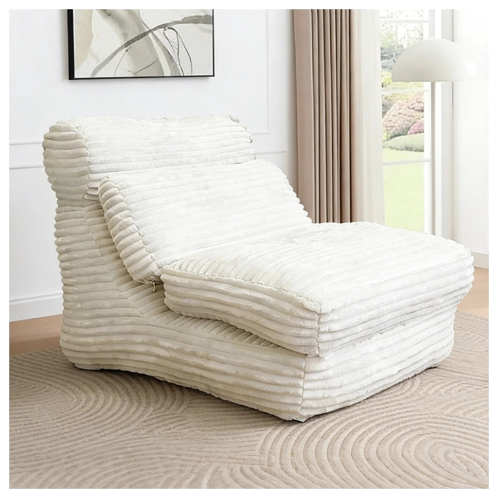 Méridienne modulare convertibile con funzione letto e schienale ergonomico in flanella bianca per studio e soggiorno
