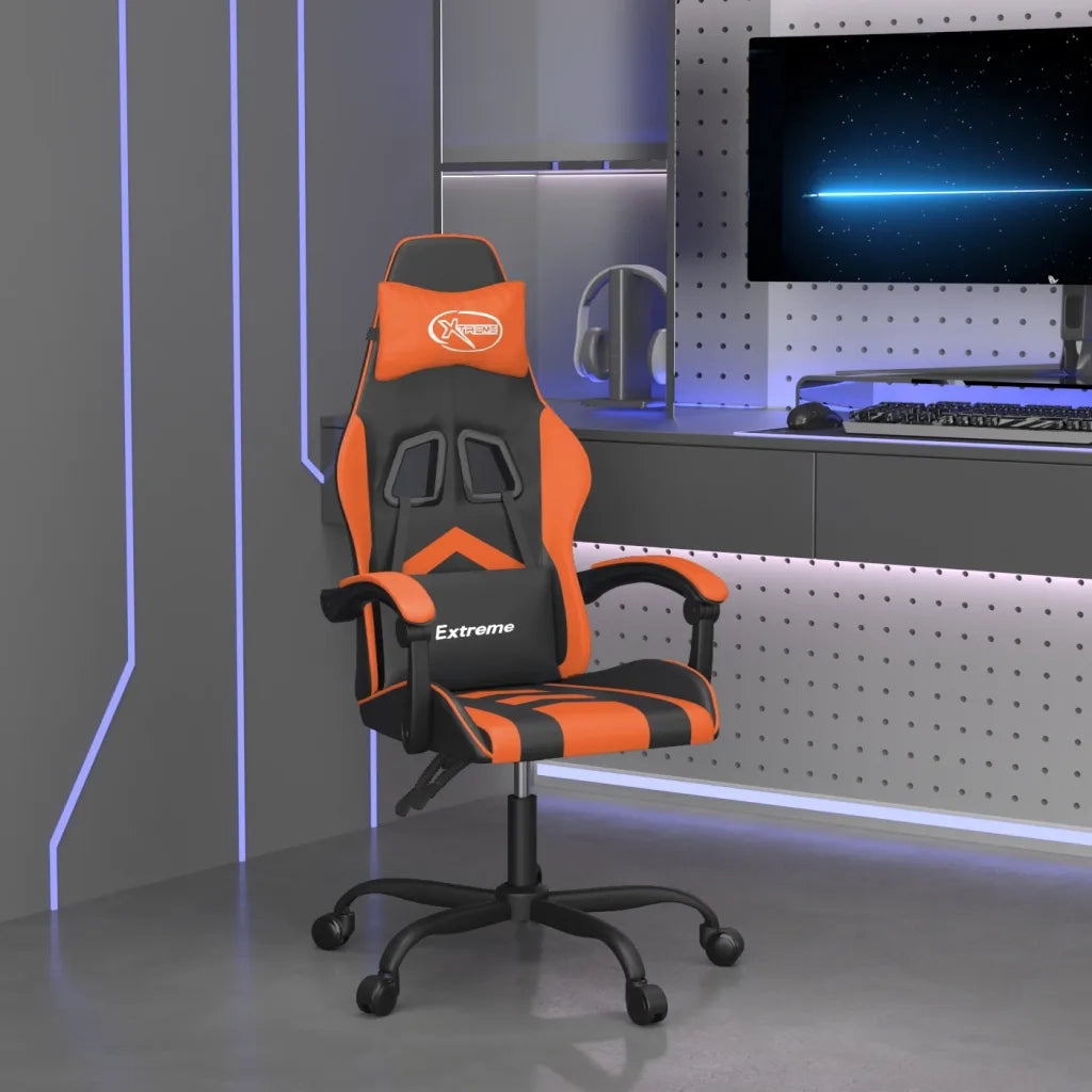 Sedia da Gaming Nero e Arancione in Similpelle 3143896