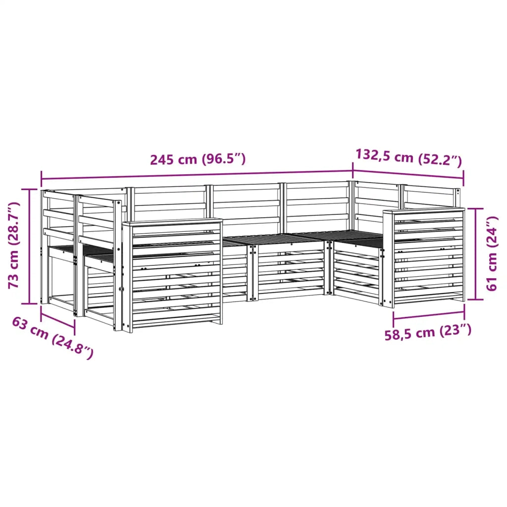 Set di divani da esterno 6 pcs Bianco 245 x 132,5 x 73 cm 3392399