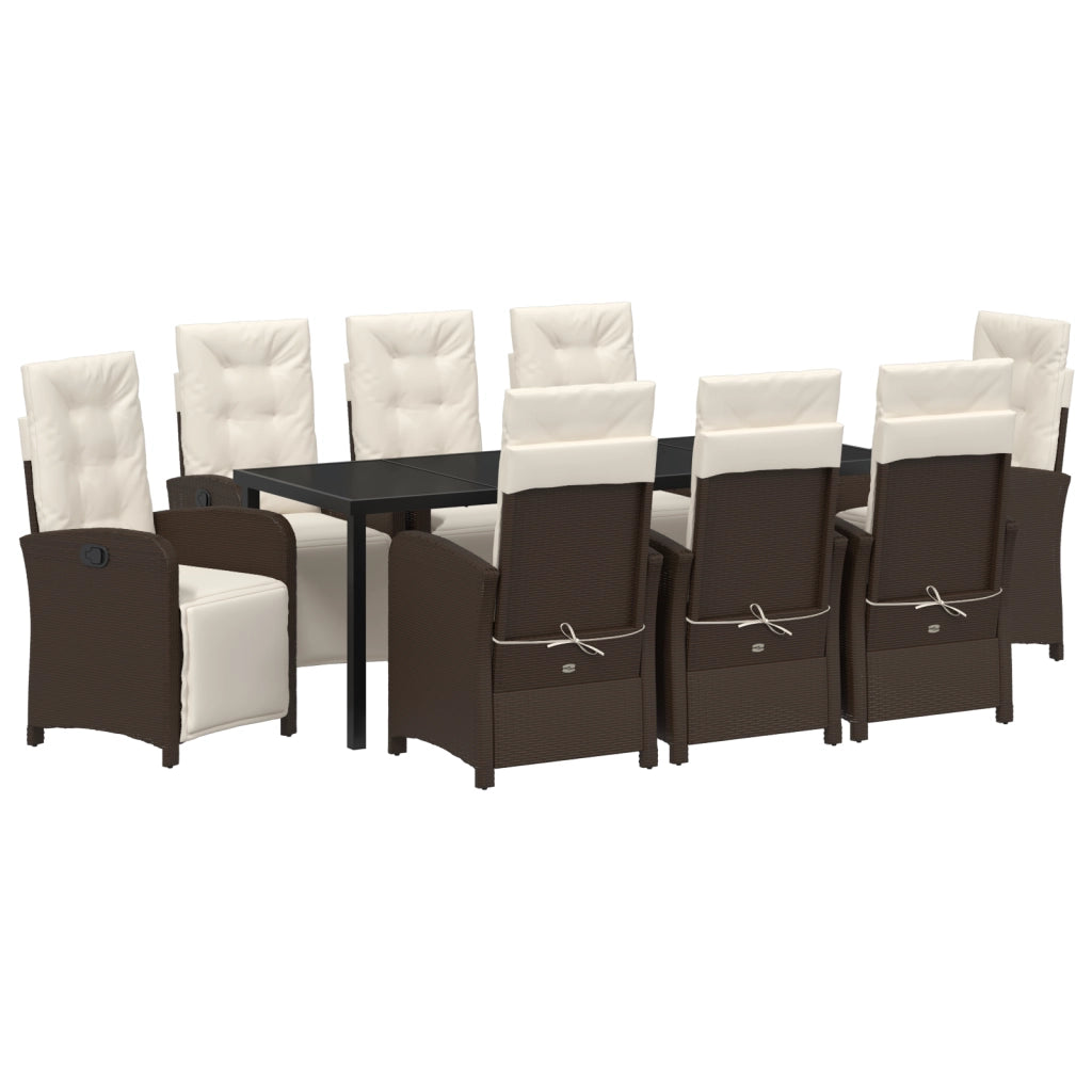 Set da Pranzo per Giardino  con Cuscini Marrone in Polyrattan