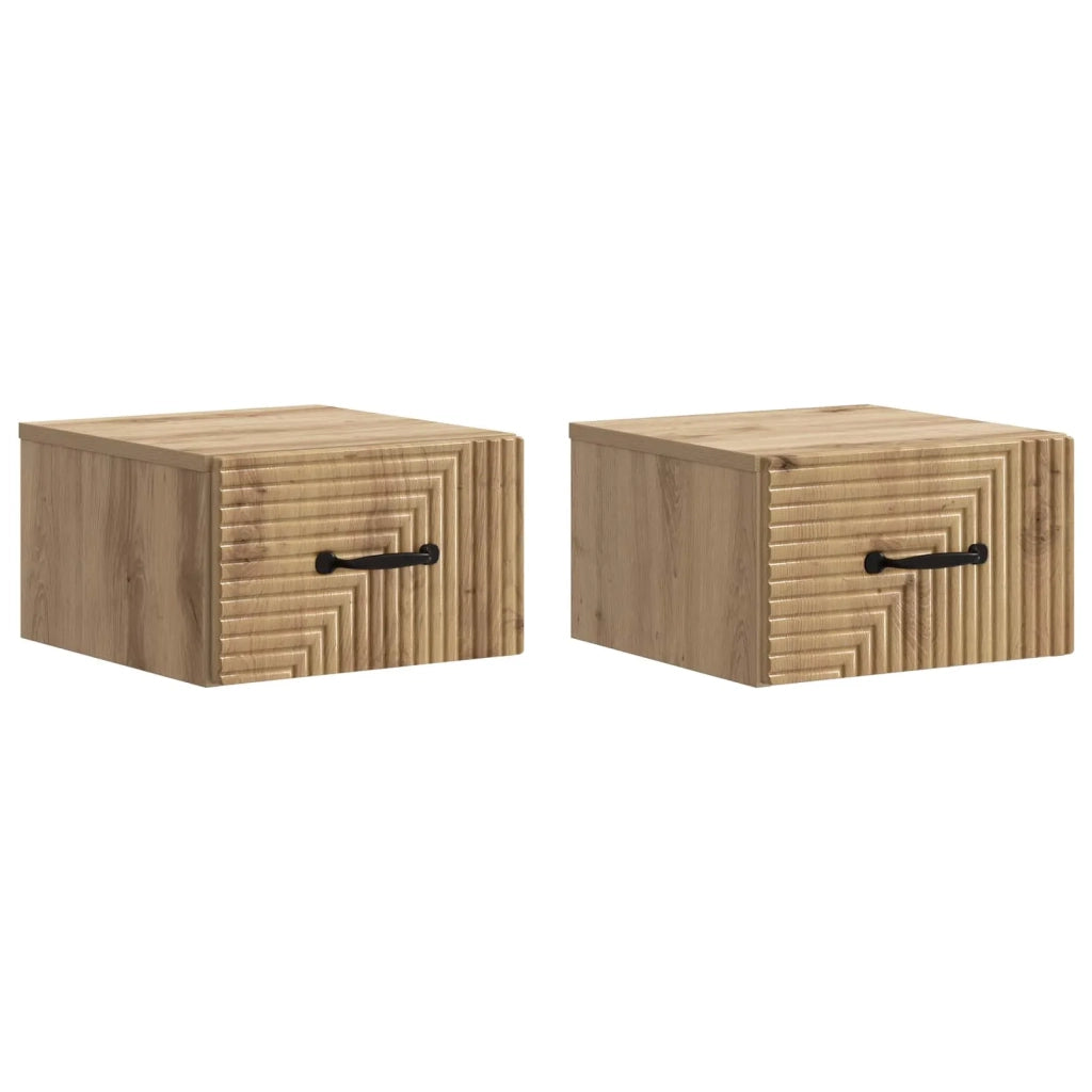 Mobiletto da notte a muro 2 pz Rovere Artigianale 898614