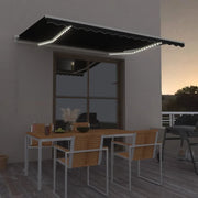 Tenda da Sole Retrattile Manuale con LED 400x350 cm Antracite 3068984