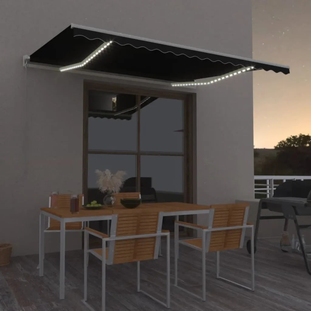 Tenda da Sole Retrattile Manuale con LED 400x350 cm Antracite 3068984
