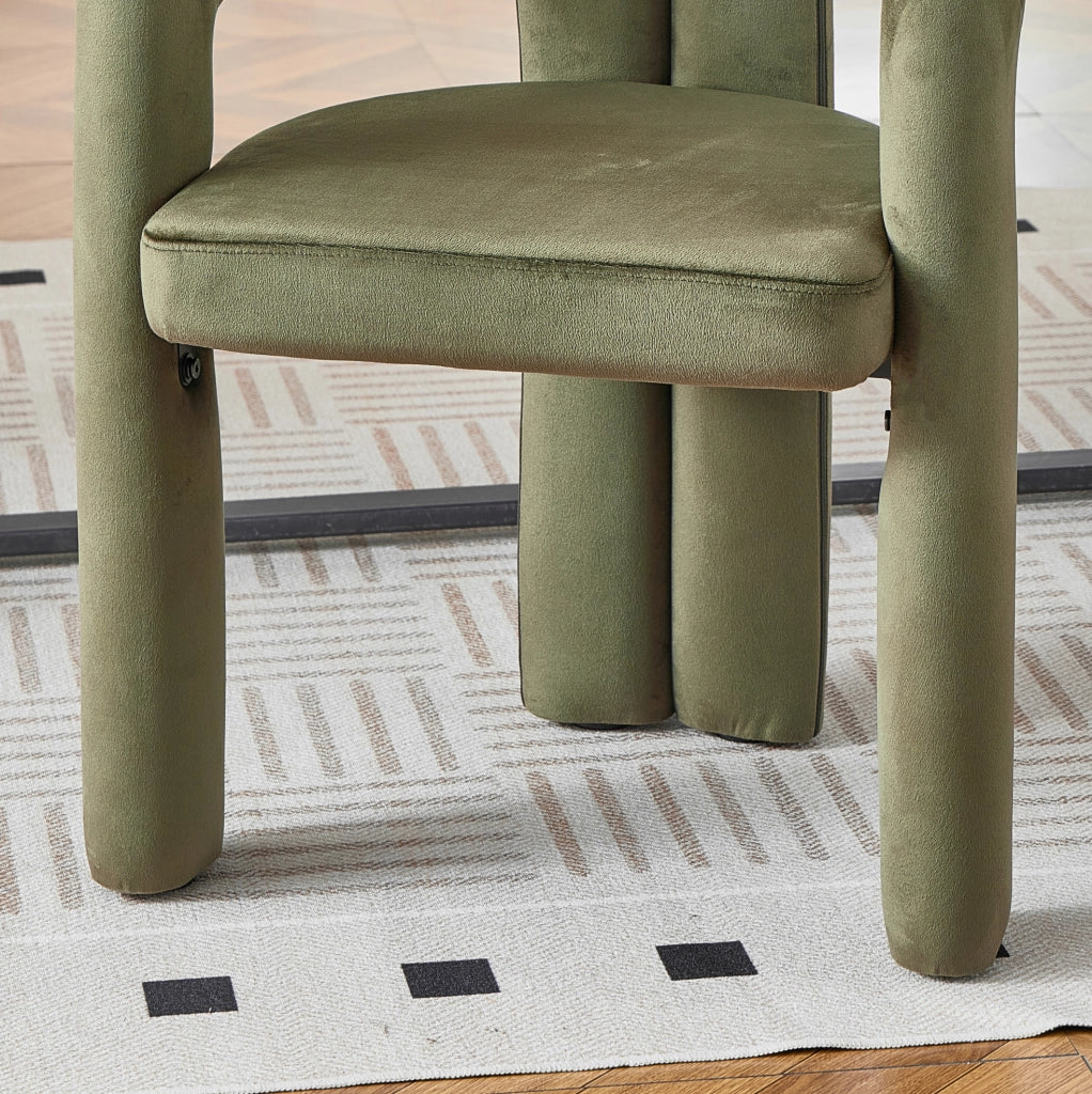 Sedia con Braccioli in Velluto Verde; Sedia Ergonomica per Sala da Pranzo e Ufficio