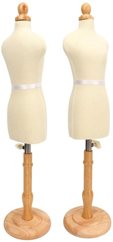 Manichino per Sartoria con Struttura in Legno Massello - Materiale in Canapa - Eccellente Stabilità - Ideale per Modelli - Forma di Abito
