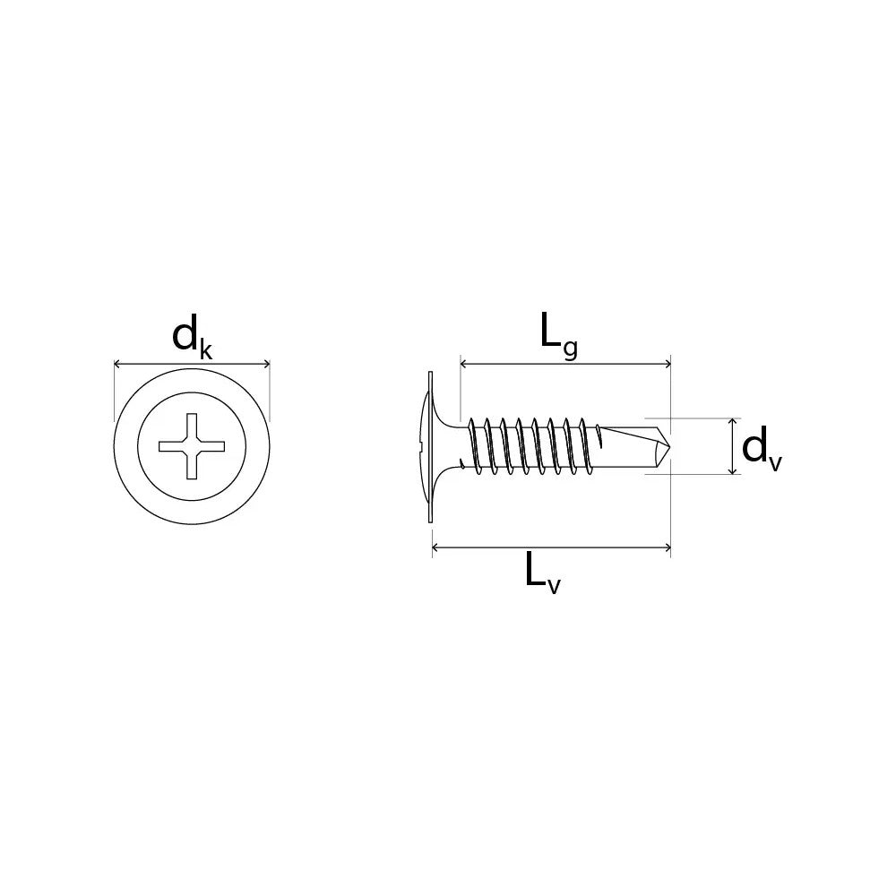 Vite autoforante 4,2x16mm - 100pz testa cilindrica per fissaggio profili cartongesso
