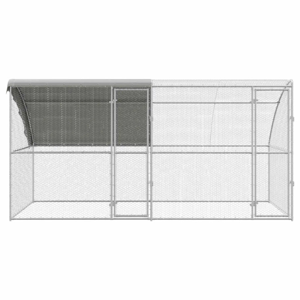 Gabbia per polli 2 pcs Argento 400 x 200 x 200 cm Acciaio e PE