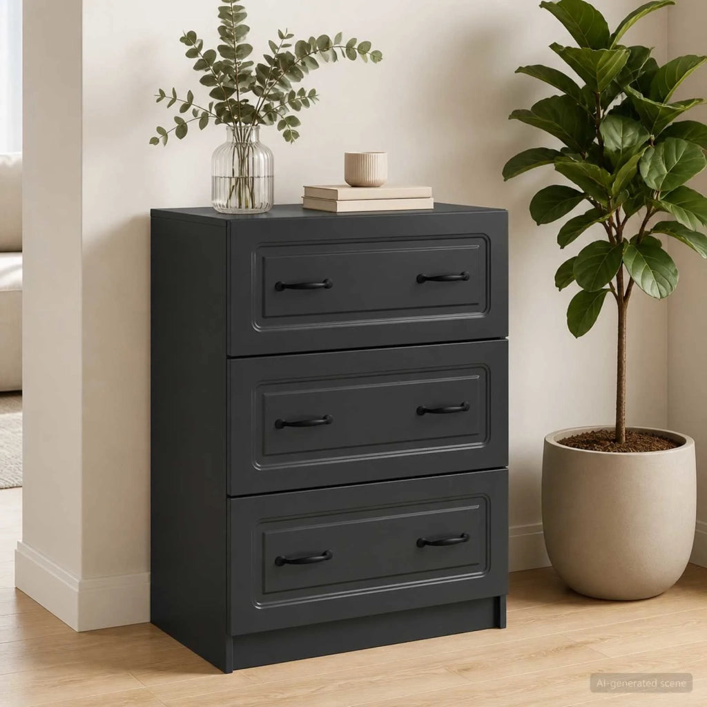 Mobile con Cassetti Nero 66 x 34,5 x 87 cm Legno ingegnerizzato 895756