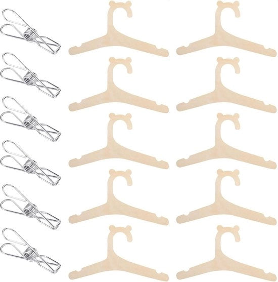 Hanger per bambino - 10 pezzi di viti a secco - 6 pezzi di hanger in legno per bambino hanger per bambole accessori per la casa