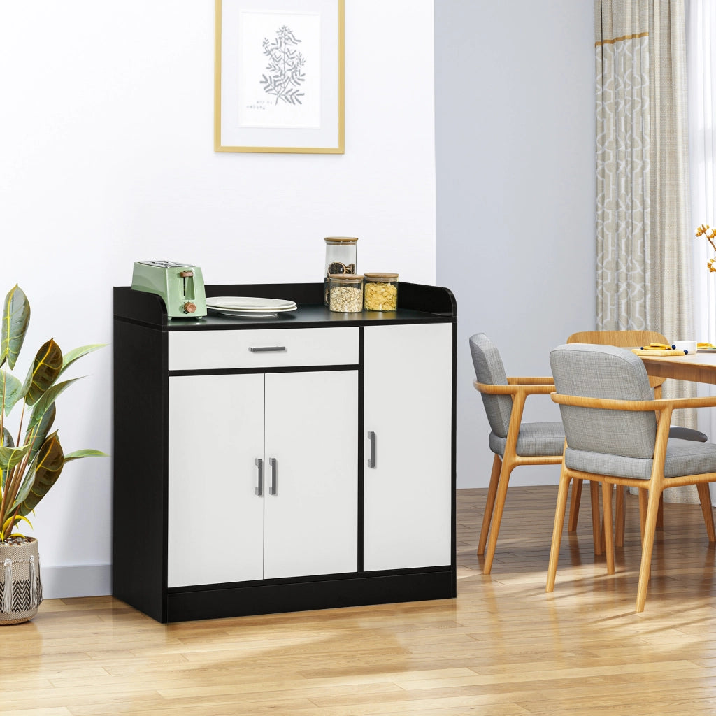 Mobiletto da Cucina Moderno con 2 Ante, Cassetto e Ripiani ¨C zephmum ¨C Bianco, MDF, 90x40x90 cm