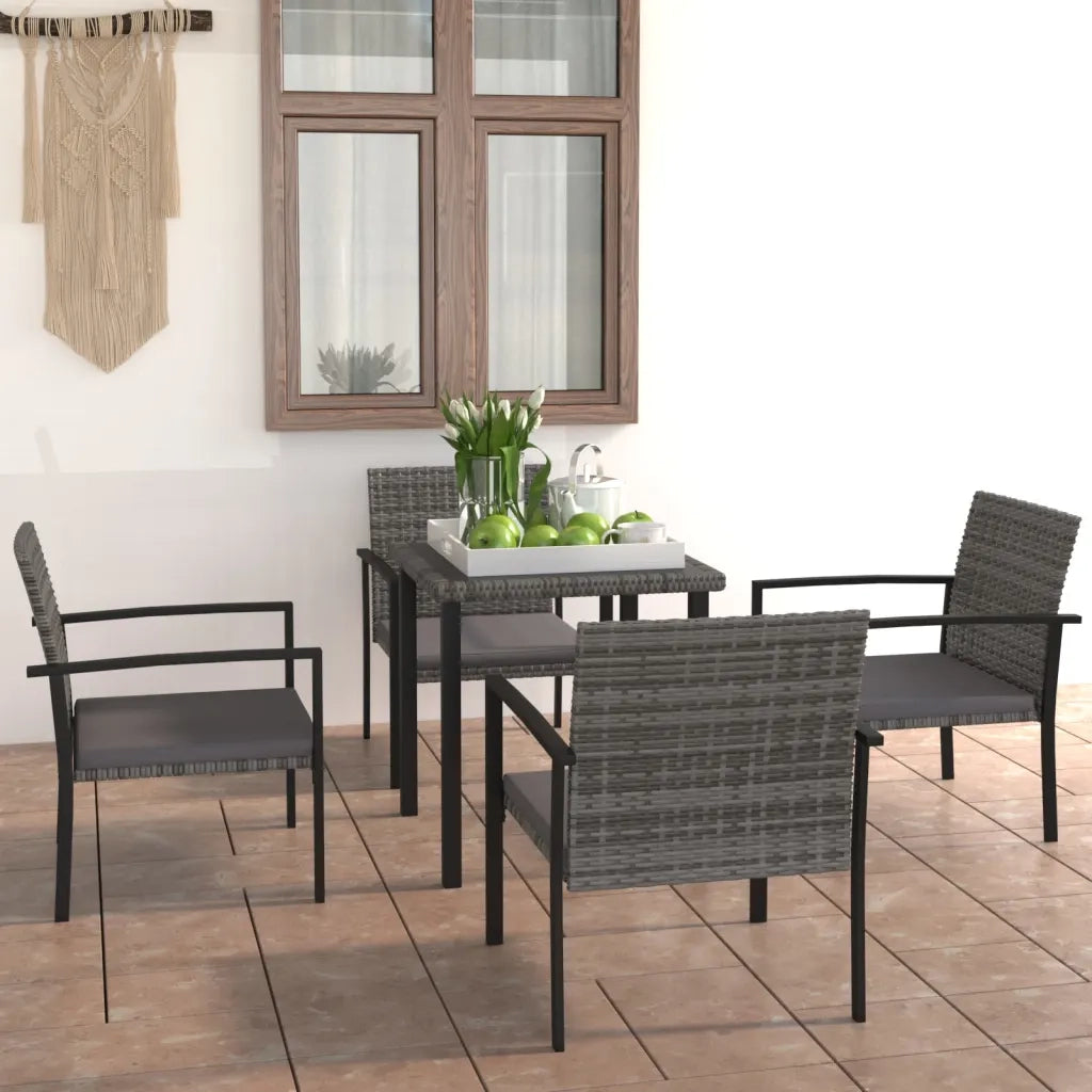 Set da Pranzo da Giardino 5 pz | Set Salotto da Giardino in Polyrattan Grigio