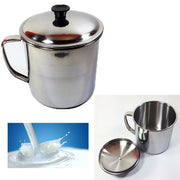 Trade Shop - Bricco Bollilatte Con Coperchio 10cm Contenitore Latte Caffè Acciaio Pentolino -