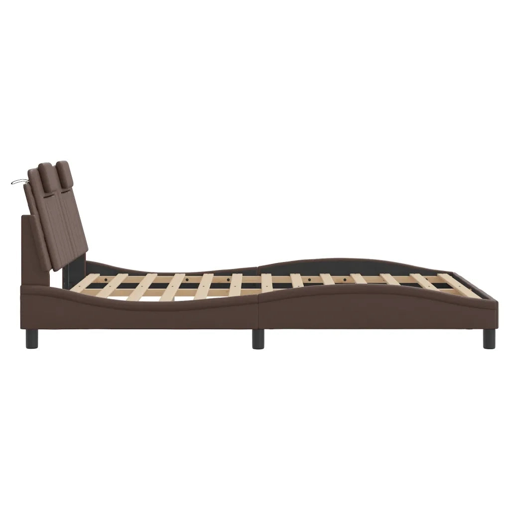 Giroletto Viana con LED senza Materasso-Struttura Letto Marrone 120x200 cm