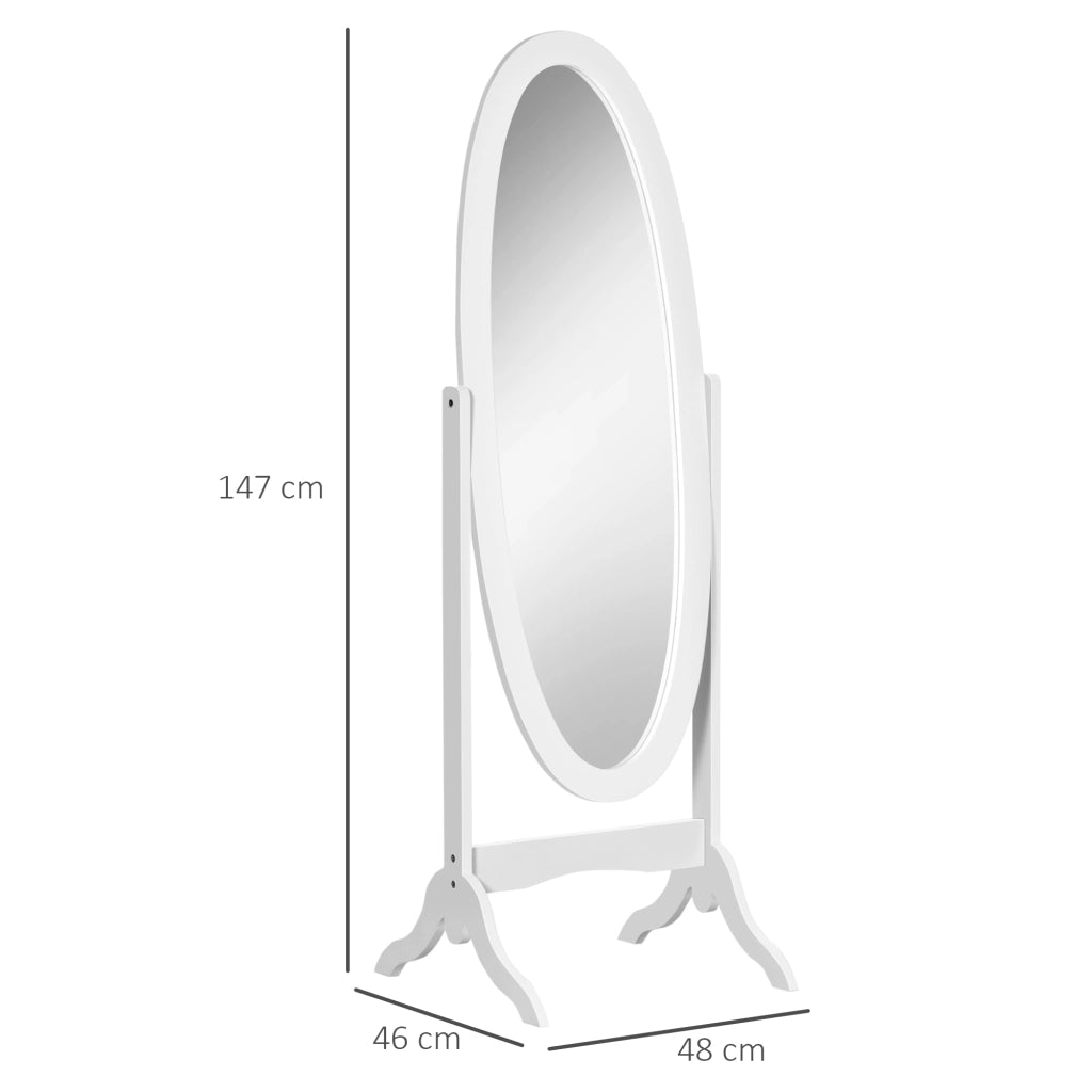 Specchio Ovale a Piede Regolabile ¨C Zephmum ¨C Bianco 48x46x147 cm