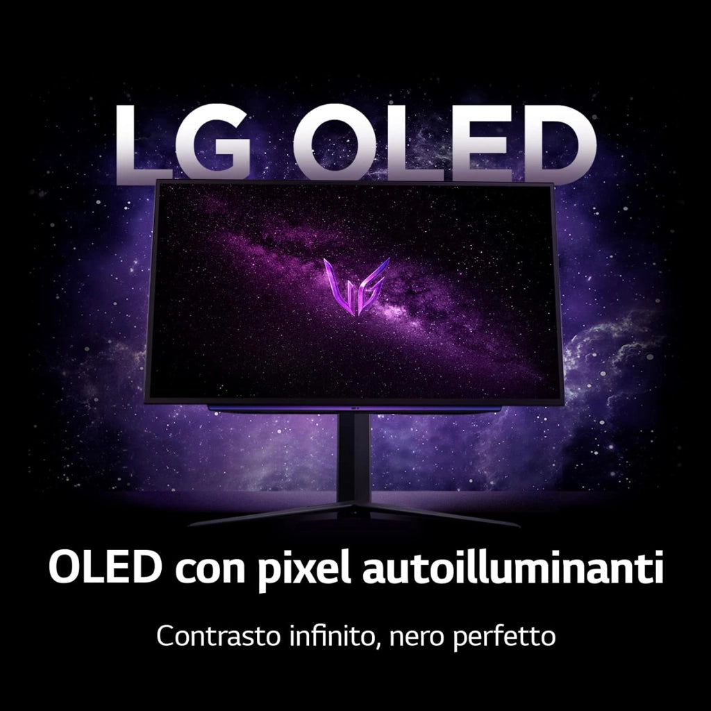 27GR95QE UltraGear Gaming Monitor 27" QHD OLED HDR True Black, 2560x1440, 0.03ms, G-Sync Compatible, AMD FreeSync Premium 240Hz, HDMI 2.1 VRR (HDCP 2.3), Display Port 1.4, Flicker Safe, Nero