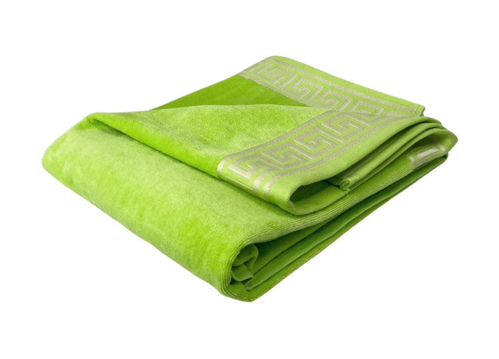 Telo Mare Jacquard Spugna Asciugamano Spiaggia Disegno Cameo Fluo - Telo Mare - Verde