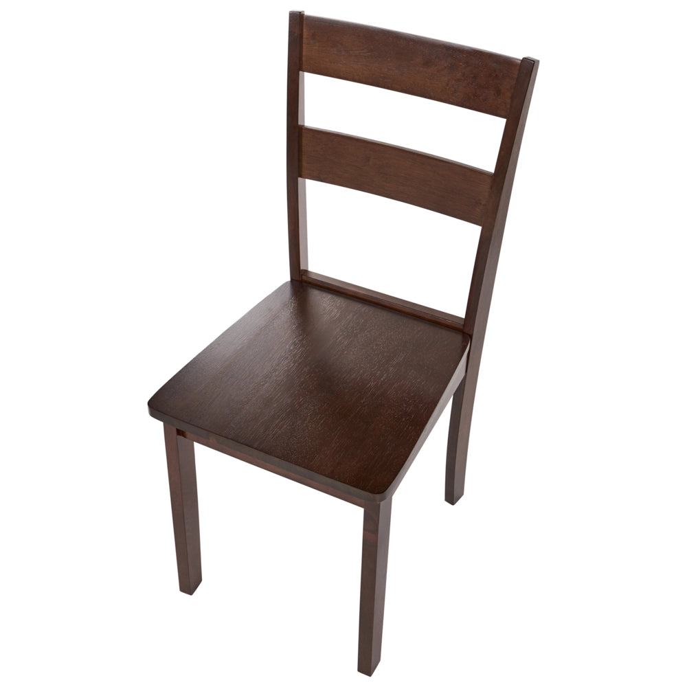 Set di 2 sedie da pranzo in stile cottage con schienale a doghe in legno di gomma marrone scuro
