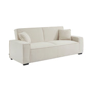 Divano letto in tessuto bouclé, 3 posti, crema