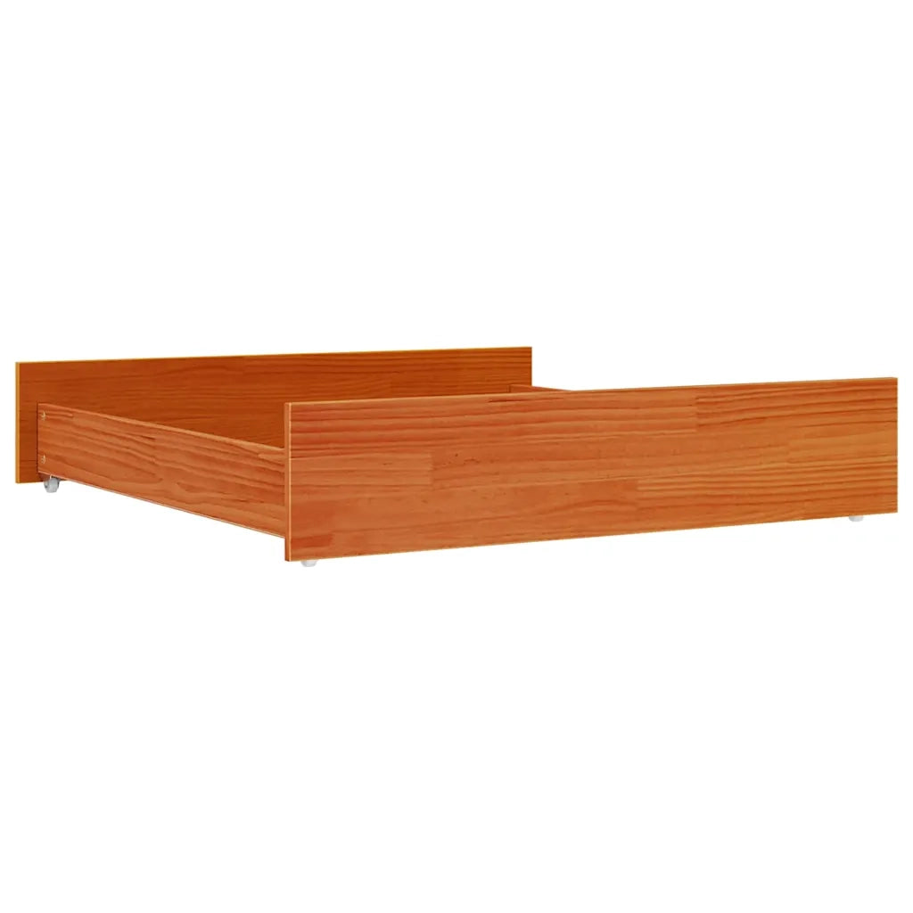 Cassetti per Letto 2pz Marrone Cera in Legno Massello di Pino 847171