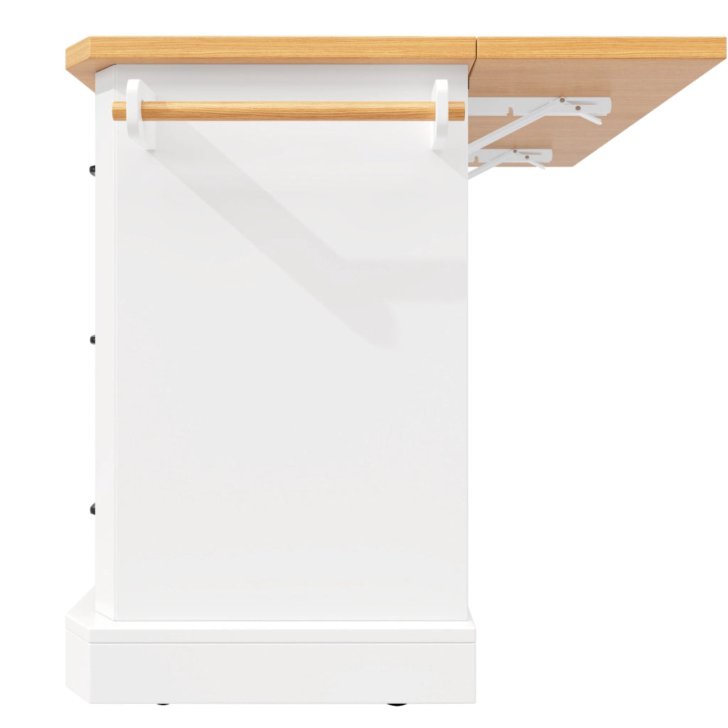 Isola da cucina mobile con 2 ante e 6 cassetti, MDF bianco/nero, 120x45x91 cm