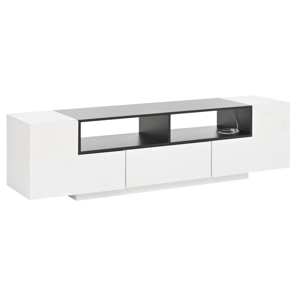 Mobile TV con LED; 2 vani a L; 1 cassetto e 2 vani aperti - 180 x 40 x 48 cm - bianco
