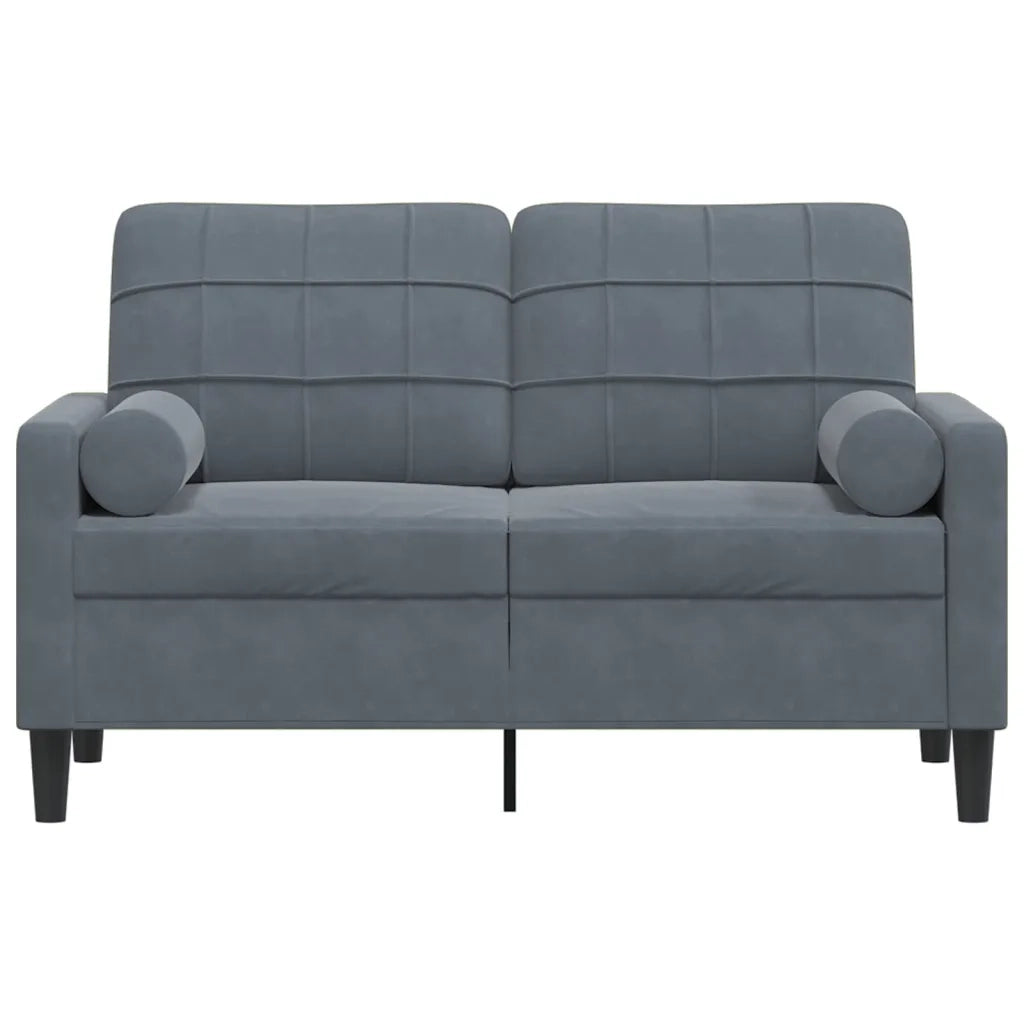 Divano | Divano da soggiorno | Sofa a 2 Posti con Cuscini Grigio Scuro 120 cm in Velluto