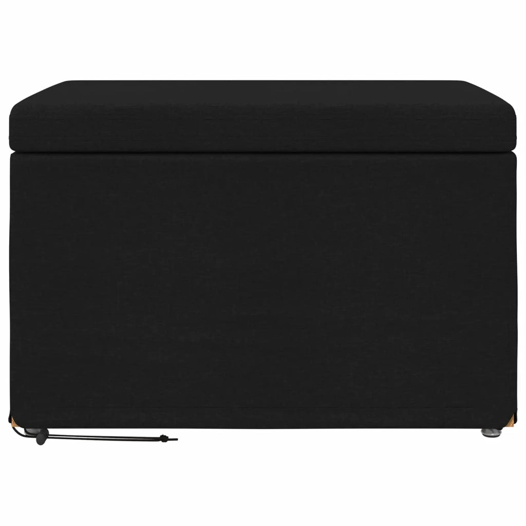 Pouf Nero 61 x 41 x 40 cm Tessuto e Legno Ingegnerizzato